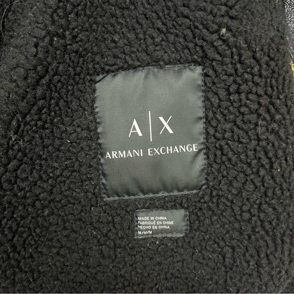 Armani Exchange AX Men’s Black Moto Jacket Faux Sherpa Lined Size M - Picture 12 of 16